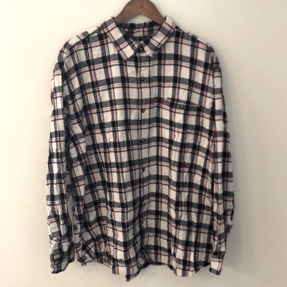 Blue Mountain Plaid outdoorsy sporty Shirt 100% cotton red cream black SZ 2XL